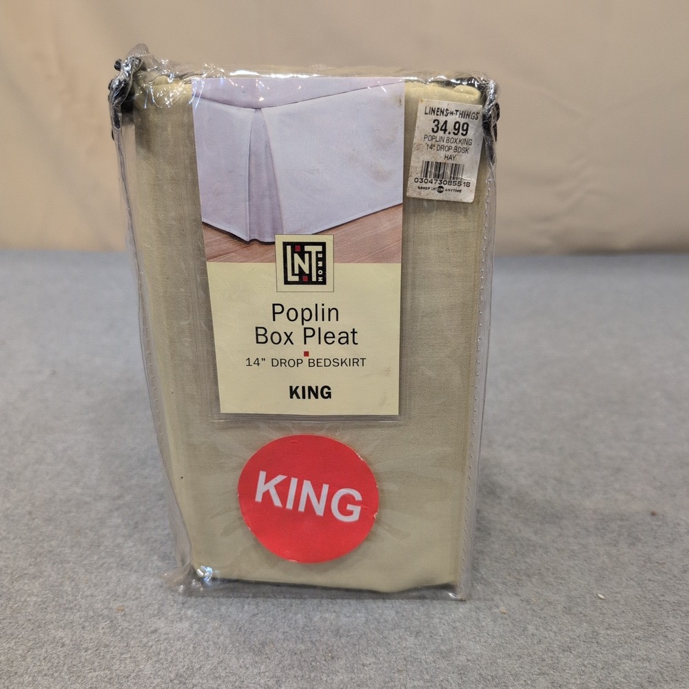 LNT Home King Poplin Box Pleat Bedskirt Hay 14 Inch Drop New